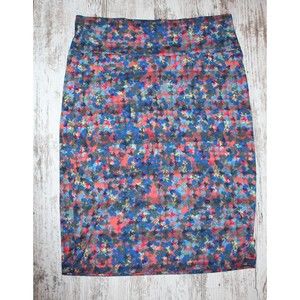 LulaRoe Cassie Cute Pencil Skirt Abstract Floral Design Size L Large